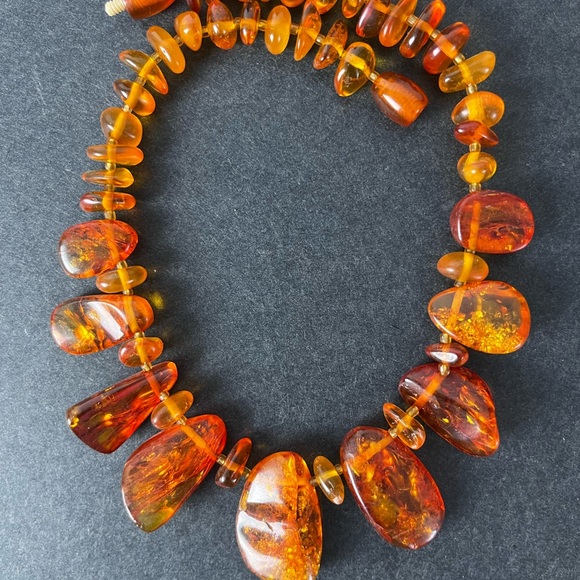 Vintage Genuine Yellow Honey Baltic  Amber Beads Necklace Statement Янтарь - Picture 8 of 9